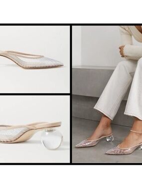 cult gaia Iridescent Sheer Pointed Mule with Sculptural Clear Heel